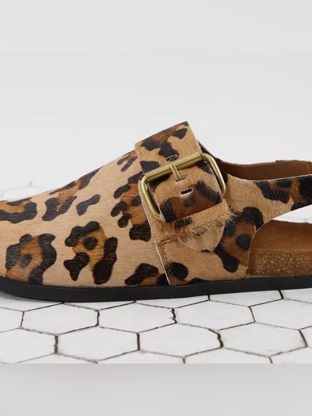 Free People Leopard Print Slingback Mules in Tan and Black - Picture 2 of 11